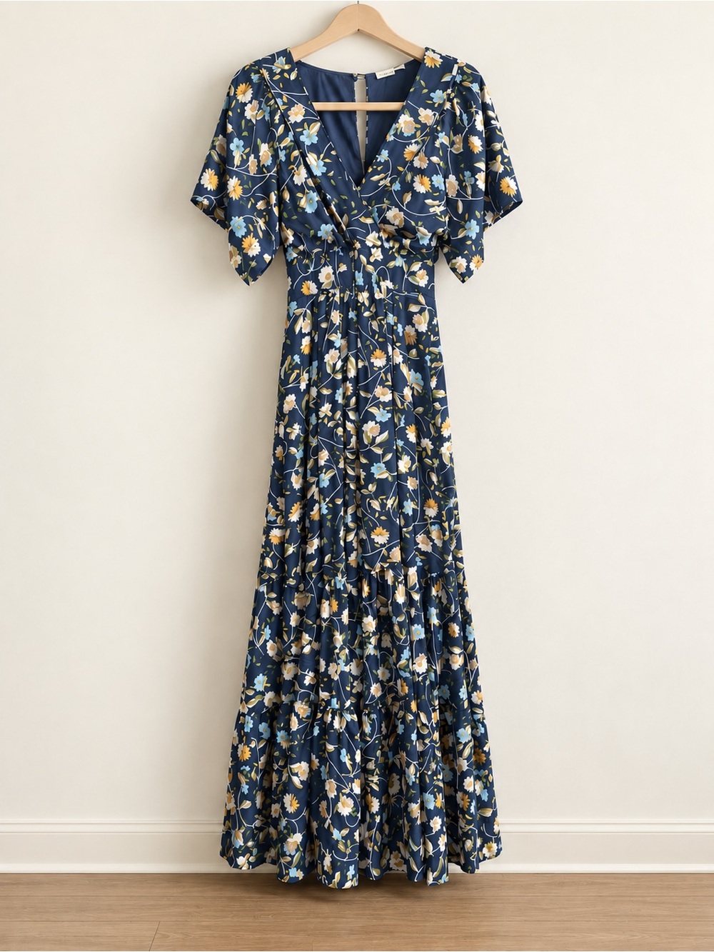 Baltic Born Navy Floral Wrap Maxi Dress